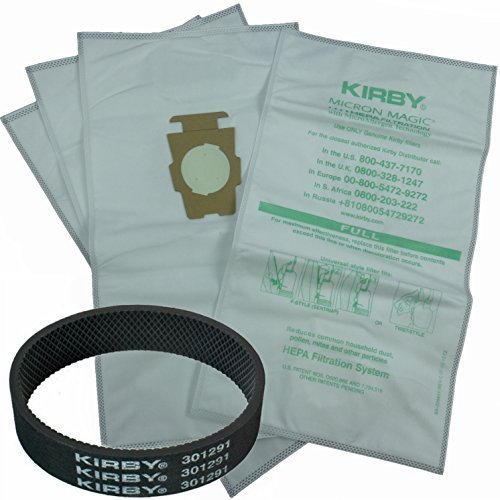 4 Kirby Allergen Micron Magic Universal F Style Turn Style Vacuum Bags & 1 Belt