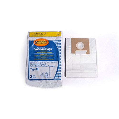 Replacement for Kenmore 3 Type B Vacuum Cleaner Extra-Suction Canister Vacuum Cleaner Bags, Galaxy Series, 85003, 634875, 24196, 20-24196, 0-24196, 115.2496210, 02053278000 # compare to part 20-53278, Filt_826578