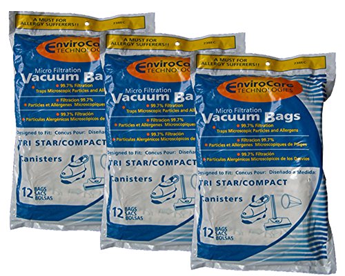 EnviroCare Replacement Micro Filtration Vacuum Cleaner Bags designed to fit TriStar Compact, Miracle Mate, Airstorm, Patriot, MG1, MG2, Tristar EXL Vacuums. 36 Pack