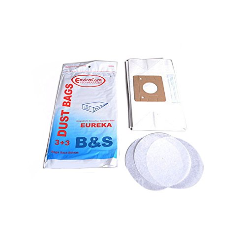 Eureka Style B and S, 2PLY Canister Vacuum Cleaner 3PK Paper Bags Plus 3PK Filter # 106SW