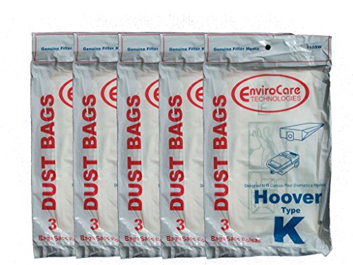 15 Hoover Type K Spirit Vacuum Bags, Canisters, Encore, Supremacy, Older Runabout Vacuum Cleaners,4010028K, 4010100K, H-4010100KES