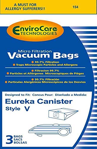 Eureka Paper Bag Style V 3Pk Micro Filtration Envirocare Replacement #154