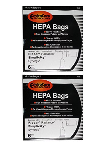 EnviroCare 12 Riccar Radiance Simplicity Synergy Style X HEPA Vacuum Cleaner Bags