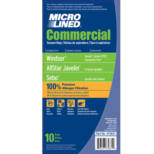 Windsor Sensor Sebo Micro Allergen Vacuum Cleaner Bags by DVC Made in USA [ 5 Bags ]