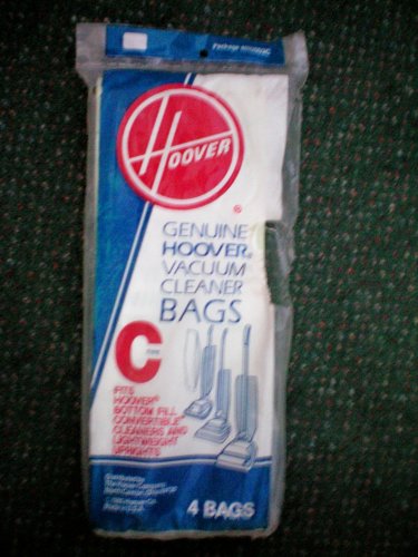 Hoover Vacuum Cleaner Bags --Type C -- Fits Hoover Bottom Fill Convertible Cleaners and Lightweight Uprights -- New Old Stock -- Package of 4 Bags