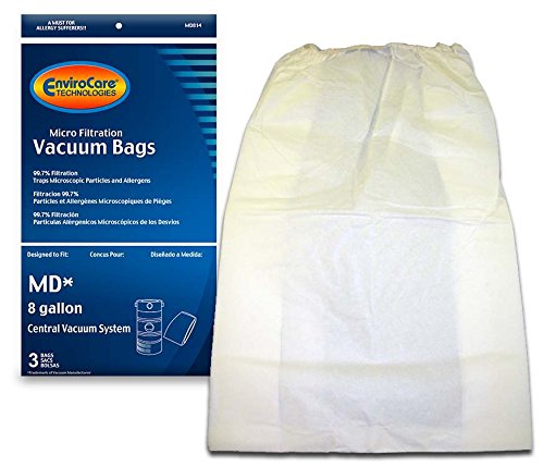 EnviroCare Replacement Vacuum Bags for Modern Day 8 Gallon Central Vacuums 3 Pack