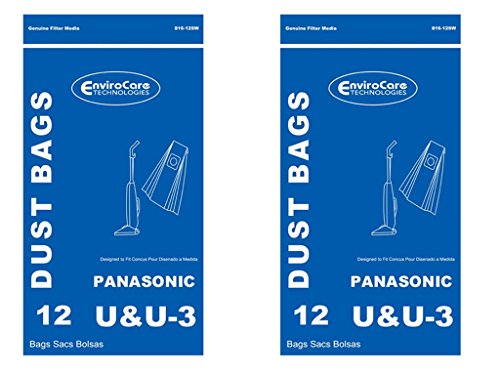 24 Panasonic U, U-3 & U-6 Single Ply Upright Vacuum Cleaner Bags MC-V145M, MC-115P, MC-V5000 -V5099, MC-V7300 - V7399, MC-V6200 - V6299