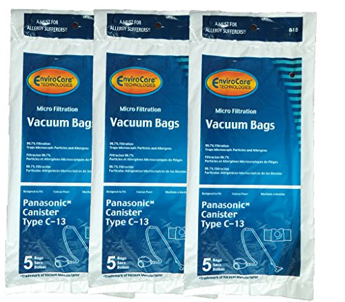 15 Panasonic Type C-13 Canister Anti-Allergen Vacuum Cleaner Bags AMC-S5EP