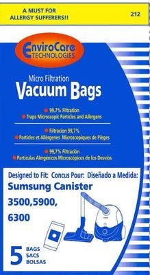 EnviroCare Replacement Micro Filtration Vacuum Bags for Samsung Canisters 5500,6013,7049,7700, 5 Pack