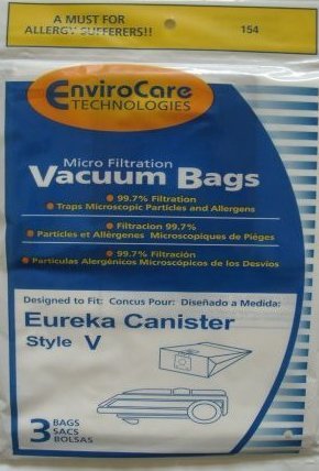EnviroCare Replacement Micro Filtration Vacuum Cleaner Dust Bags made to fit Eureka Style V Canisters 3 pack