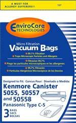 Kenmore Paper Bag Style C Micro Filtration 3 Pack By Envirocare Repl. #137