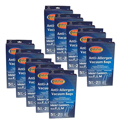 EnviroCare 50 Bags (10 pkgs) Miele F J M HEPA Allergen Canister Blue Collar Bags and Filters