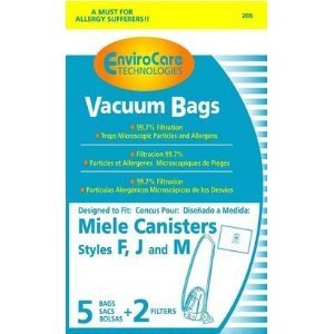 EnviroCare Replacement Allergen Vacuum Cleaner Dust Bags made to fit Miele Canisters Style F J M 5 pack with 2 Filters