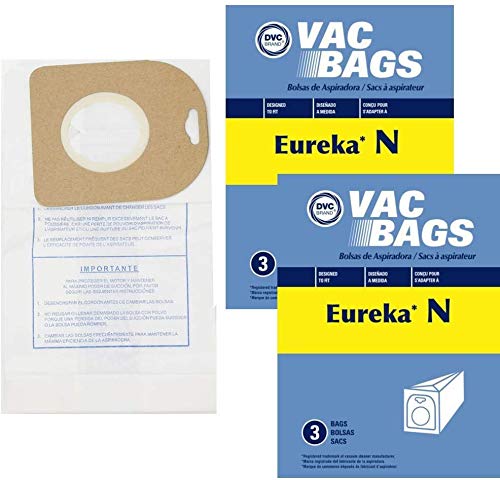 DVC Replacement Vacuum Bags Style N Fits Eureka Mighty Mite II Models 3600-3650 Series - Compare to 57988, 57988A, 57989 | 6 Standard Vacuum Bags Included