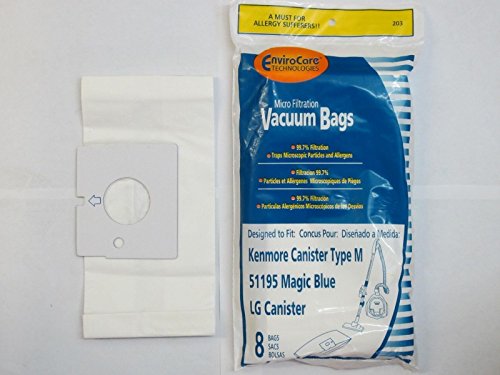 KENMORE 51195 MAGIC BLUE MICROFILTRATION VACUUM BAGS LG TYPE M 16 pack