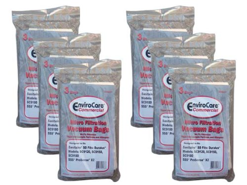 18 Commercial Vacuum Cleaner Bag Sanitaire 63262 Style SD, SD-63262, EL208, 63262B, 63262A-10, Eureka, Triple S, SSS, Electrolux, Duralux Professional SC9180, Upright Duralux Models