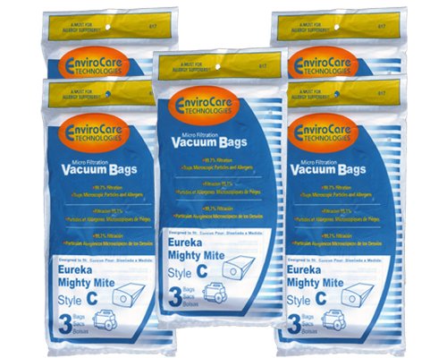 15 Eureka C Allergy Mighty Might canister Vacuum Bags, White Westinghouse, Floorshow Cleaner, Home Cleaning Systm, Commercial Vacuum Cleaners, 52318-12, 57697-12 Filteraire, 54921-10, 54021-10, VIP 9020, 3015B , 3035A, B, C, 3020BE,S3191B , S3191E