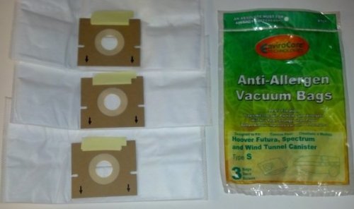 EnviroCare Replacement Allergen Filtration Vacuum Cleaner Dust Bags for Hoover WindTunnel, Futura, Spectrum, Constellation Type S 3 Pack