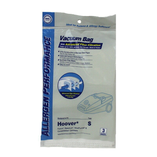 Hoover Style S Synthetic HEPA Vacuum Cleaner Bags by DVC Made in USA